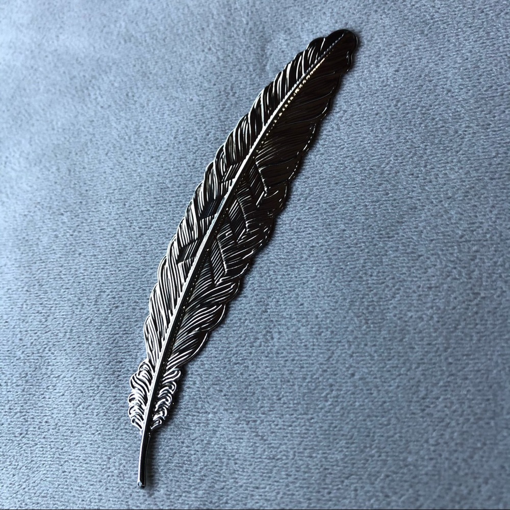 Feather Metal Bookmark ~ Dark Silver Tone ~ Brand New!
